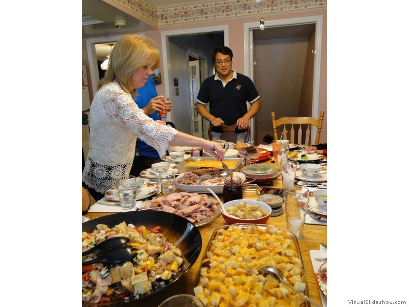 Gail and Brian with Thanksgiving Feast