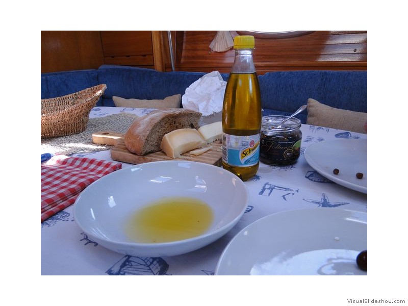 Award Winning Olive Oil with Bread and Cheese