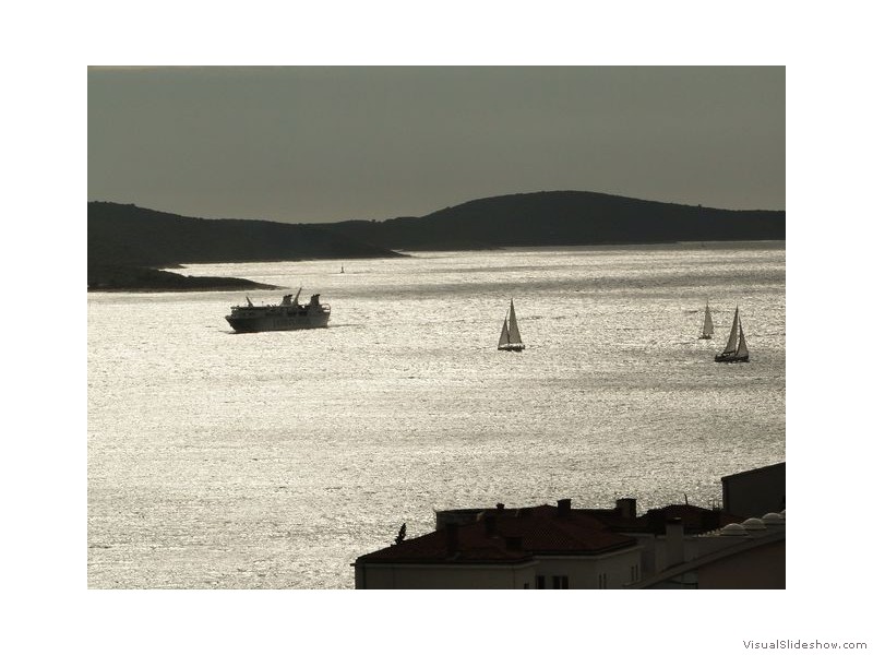 Sailboats on the Sea by Hvar, Croatia