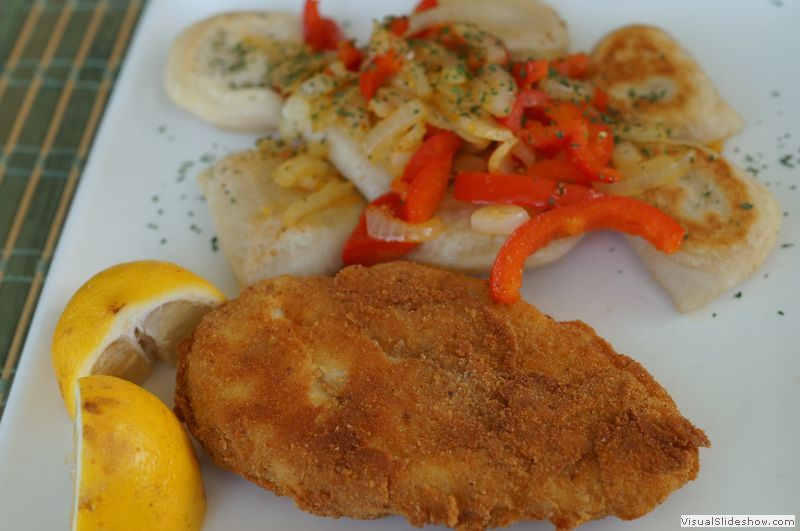 Chicken Schnitzel and Perogies