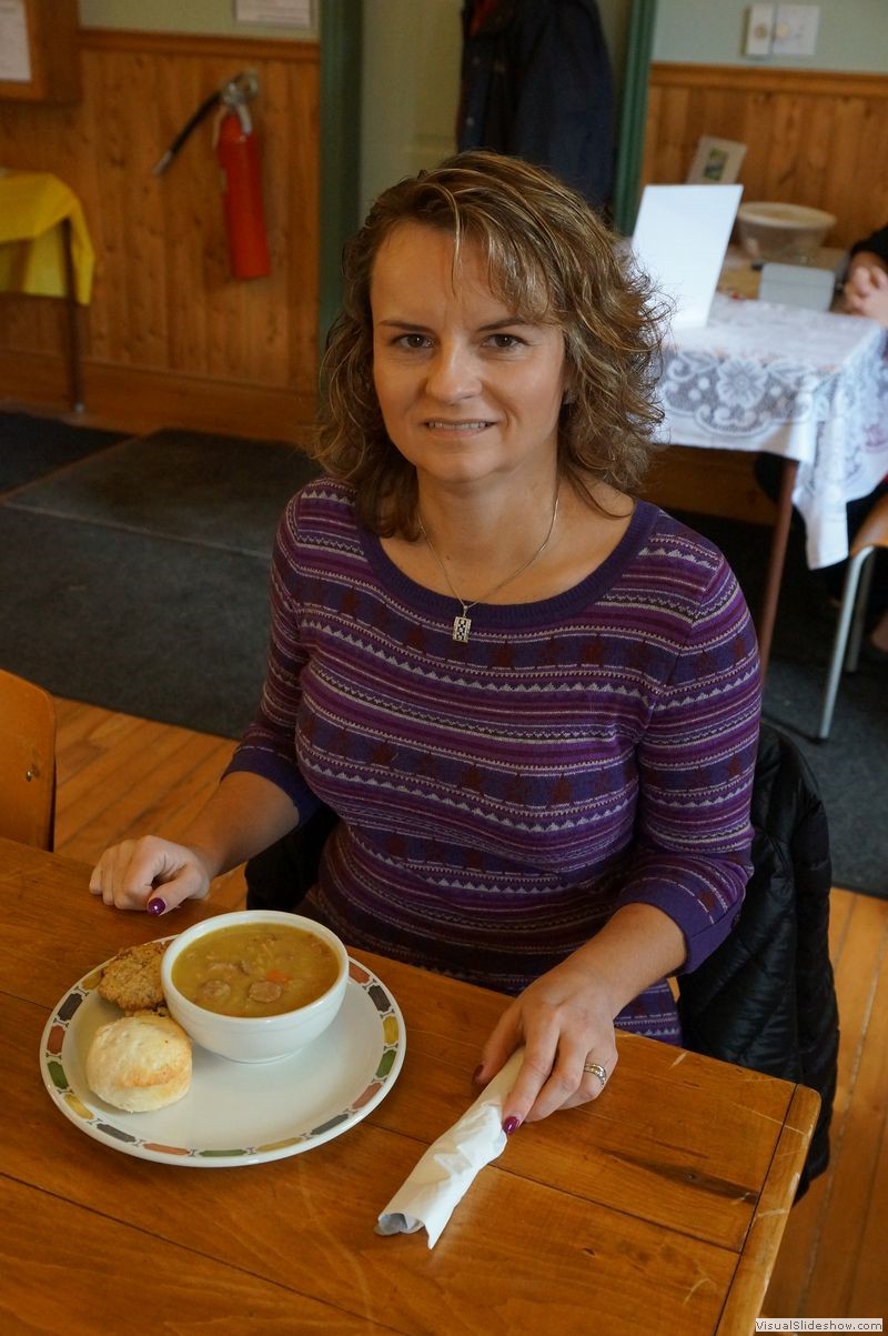 Hockley Soup Lunch 02 - Rhonda with Pea Soup