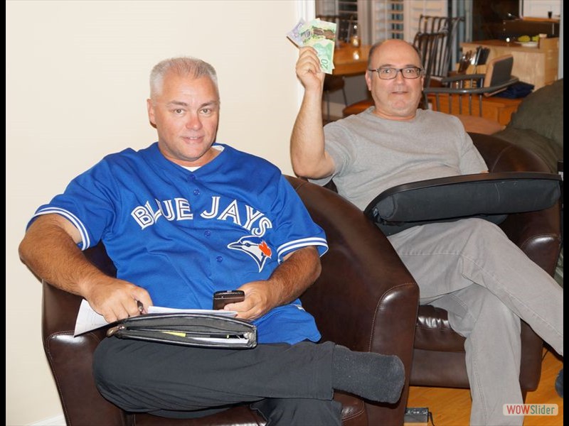 Hockey Pool - Rob, Tom with Winnings