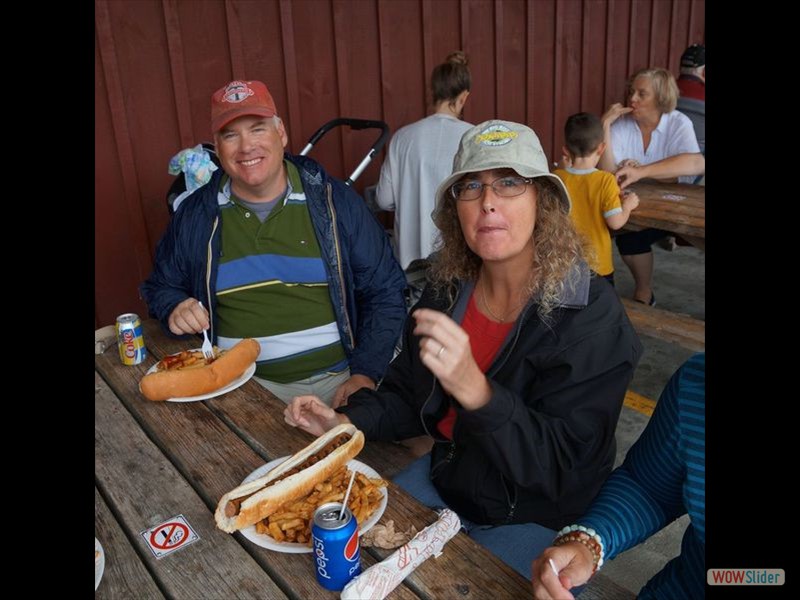 St. Jacobs - Nick and Melanie with Jumbo Hotdogs