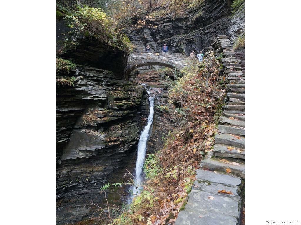 Watkins Glen State Park - Bridge and Waterfall