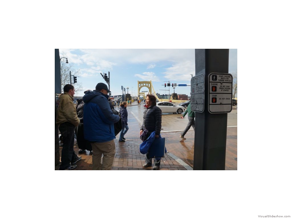 Cathy and Mike by the Roberto Clemente Bridge - Sixth Street Bridge